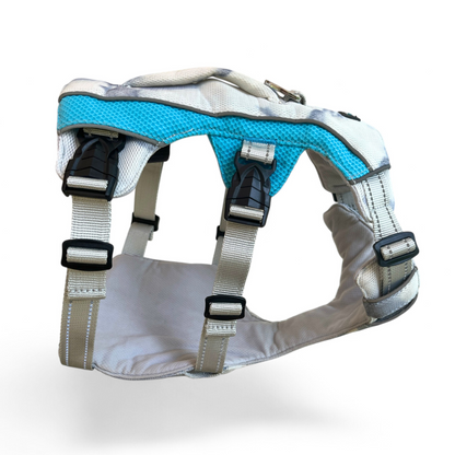 Harnais pour chien rafraîchissant Arktic vu de côté, avec sangles de sécurité visibles