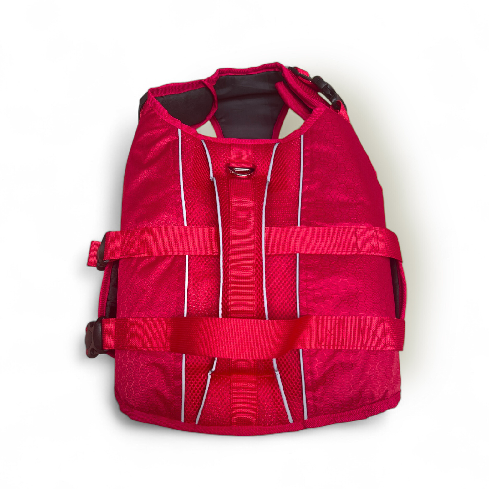 Gilet de flottaison Nautik OrkaDog à plat, design harnais confortable et structure enveloppante.